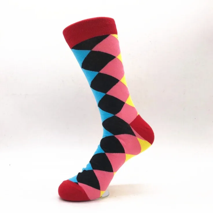 Модные женские носки с геометрическими полосками, хлопковые носки на осень-зиму, забавные мужские носки с изображение