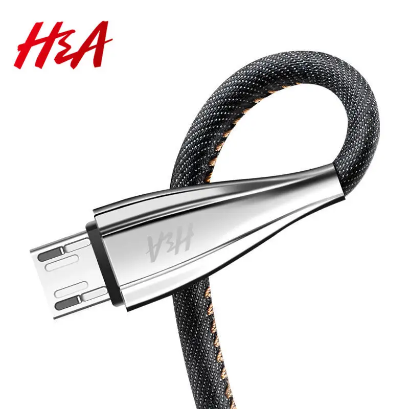 Cable USB 2A plano de carga rápida H & A para Samsung Redmi Micro USB Cable para Android Xiaomi Huawei dispositivo teléfonos móviles Cables