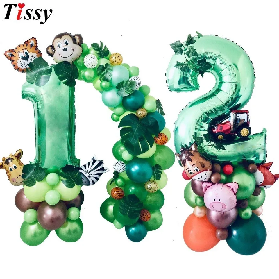 

1Set Jungle Animal Theme Wild One Happy Birthday Banner Foil Figure Balloons Kids Gift For Baby Shower Birthday Party Supplies