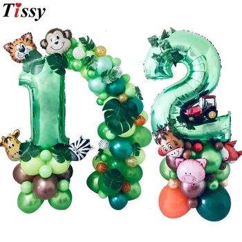 

1Set Jungle Animal Theme Wild One Happy Birthday Banner Foil Figure Balloons Kids Gift For Baby Shower Birthday Party Supplies