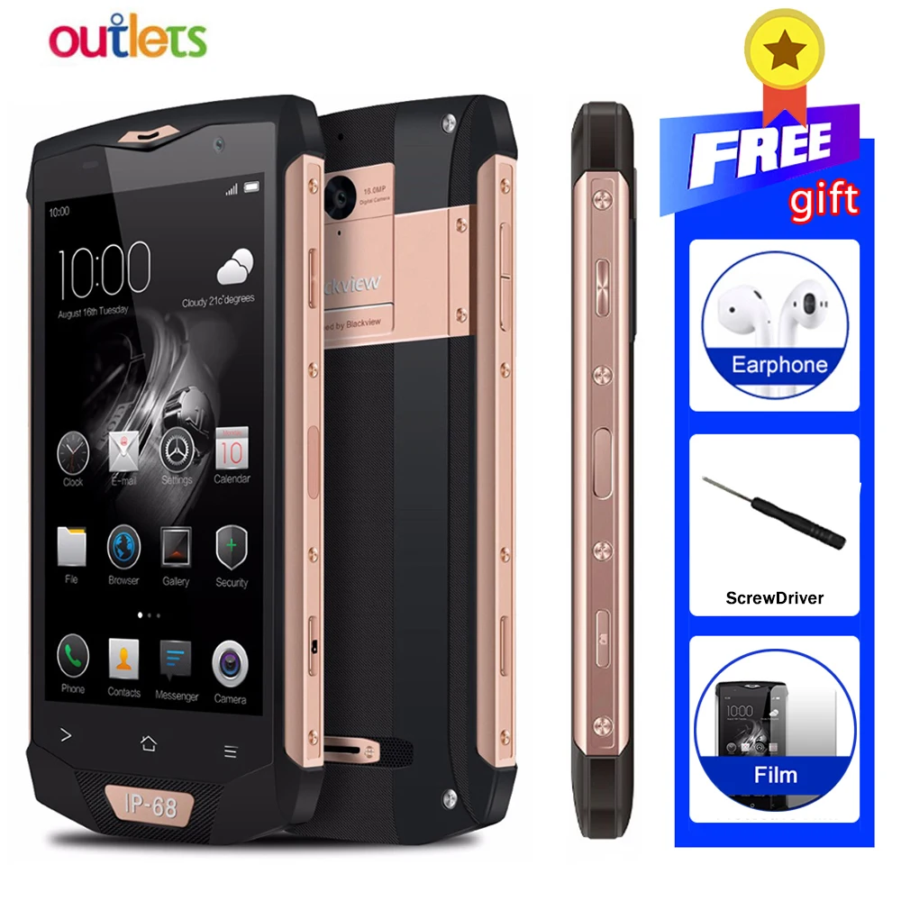 

Blackview BV8000 Pro Smartphone IP68 Waterproof MT6757 Octa Core 6G RAM 64G ROM 5.0 Inch 1920*1080 16.0MP 4G Android 7.0 Phone