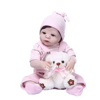

56cm Adorable Silicone Newborn Reborn Doll Lifelike Girl Dolls Toddler Gifts Nipple Bottle Early Childhood Kids Toys