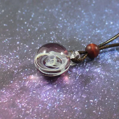 Звездное небо стекло ожерелье с шариком Вселенная цветная Глянцевая подвеска модные украшения для влюбленных поверхность белый подарок на день рождения - Цвет: 10