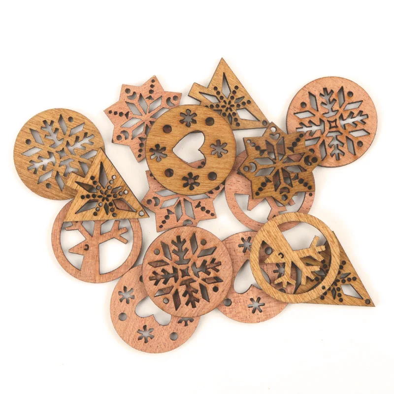 

Wooden Christmas Tree Snowflake Deer Heart Pattern Scrapbooking Craft Handmade Accessory Home Decoration DIY 30mm 10pcs MZ194