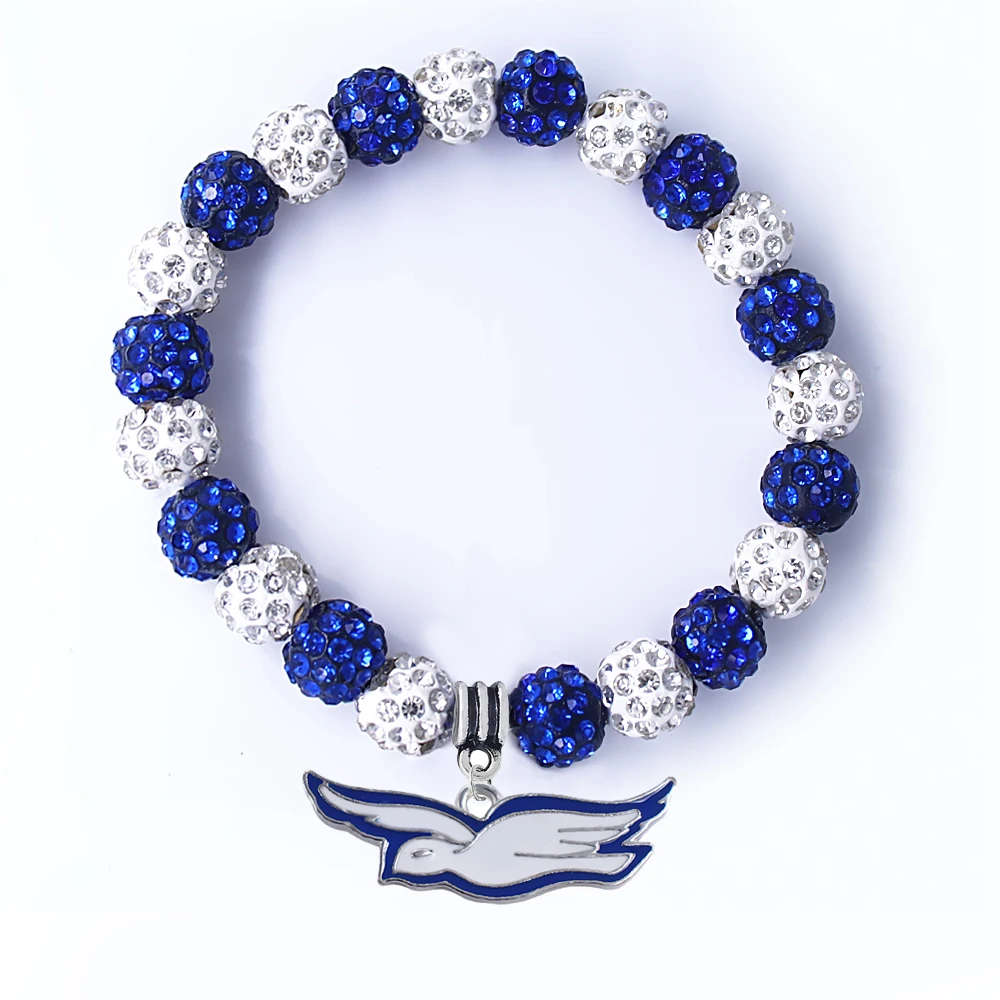 Exquisite greek letter society sorority ZETA PHI BETA Dove pendant Shambhala beads bracelet customizable | Украшения и аксессуары