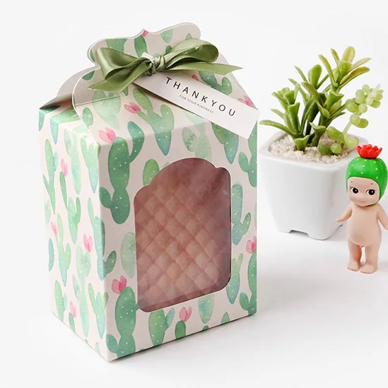 

12.5*6.7*9.8cm 10 Pcs cute cactus Paper Box Candy Chocolate Macaron soap Storage Boxes Gift Packaging box multi-use