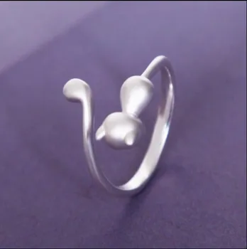 

Personality Punk Vintage 925 Sterling Silver Cat Rings Thai Silver Opening Adjustable Rings For Women Men bague
