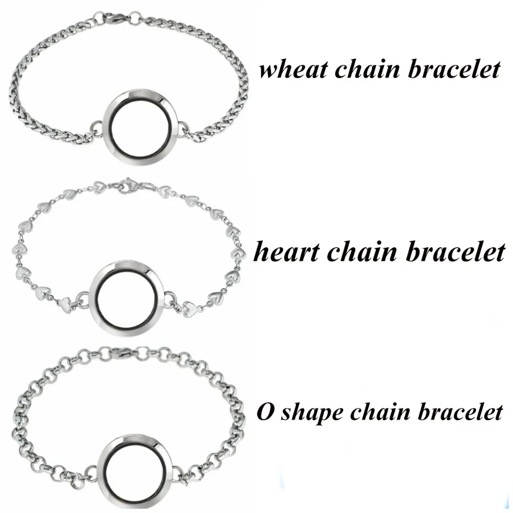 

10pcs 25mm Twist 316L Stainless Steel Floating Locket Bracelet Glass Lockets Bracelets each locket with 10pcs random charms