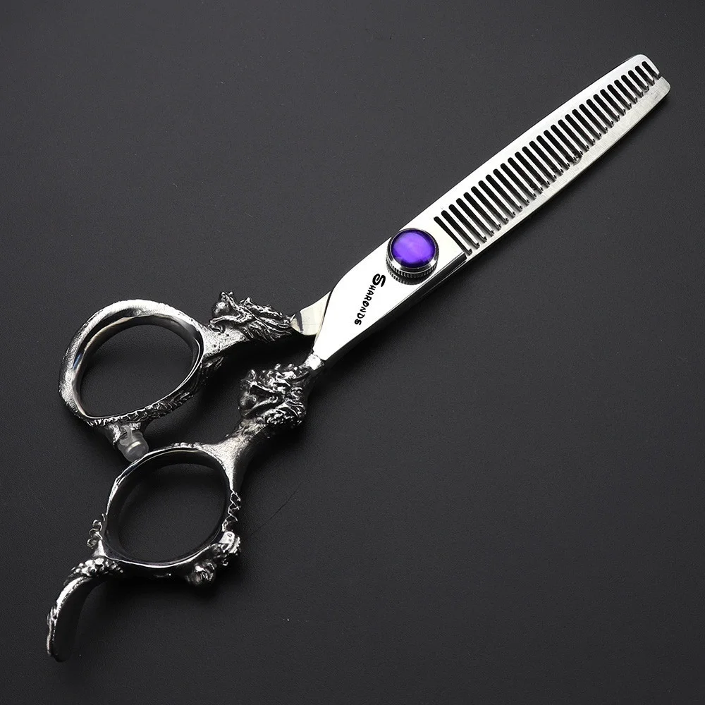Silver dragon barbershop hairdressing scissors hair professional sapphire high quality steel cutting thinning shear kit tesoura Silver dragon barbershop hairdressing scissors hair professional sapphire high quality steel cutting thinning shear kit tesoura