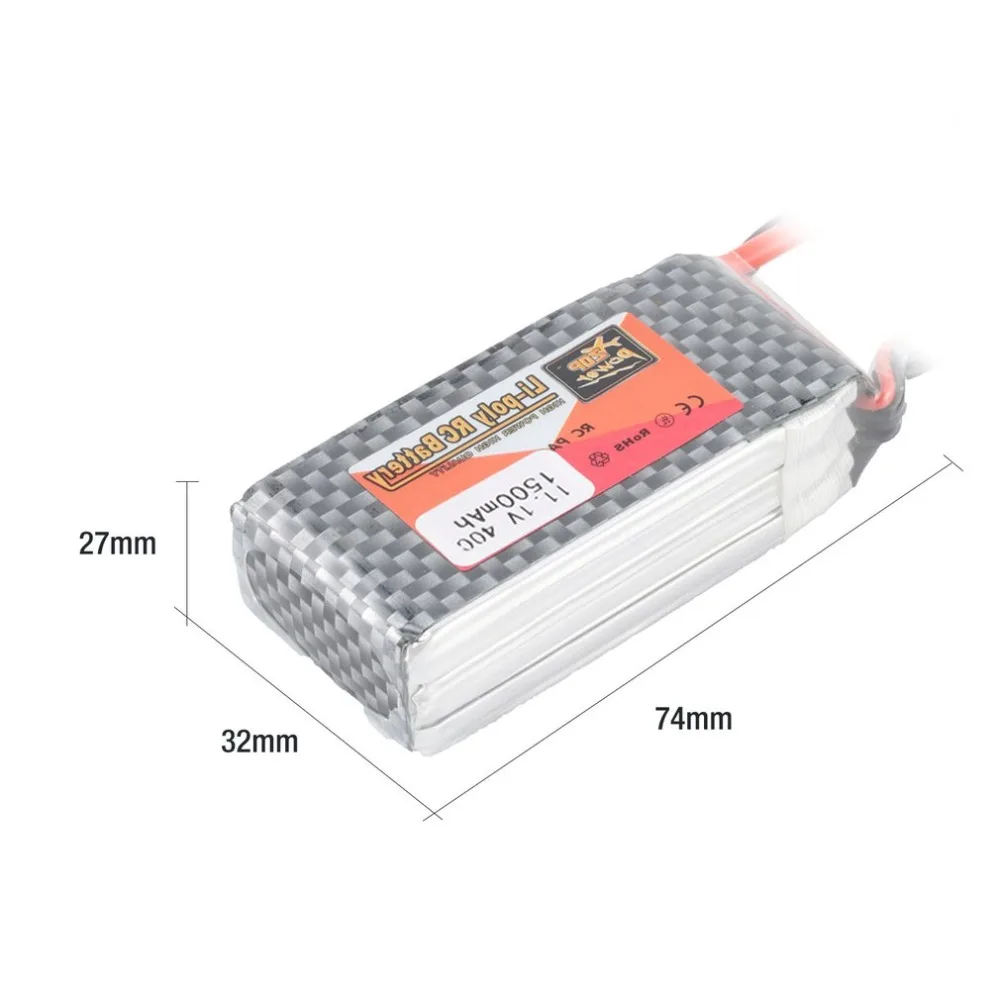 

ZOP Power 11.1V 1500mAh 40C 3S 1P Lipo Battery T Plug Rechargeable for RC Racing Drone Quadcopter Helicopter Car Boat