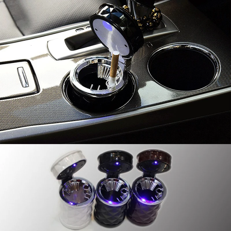 

rete automobile Car Ashtray Cigarette Storage plastic Portable Stand Universal fit creative Smokeless LED light luxury design