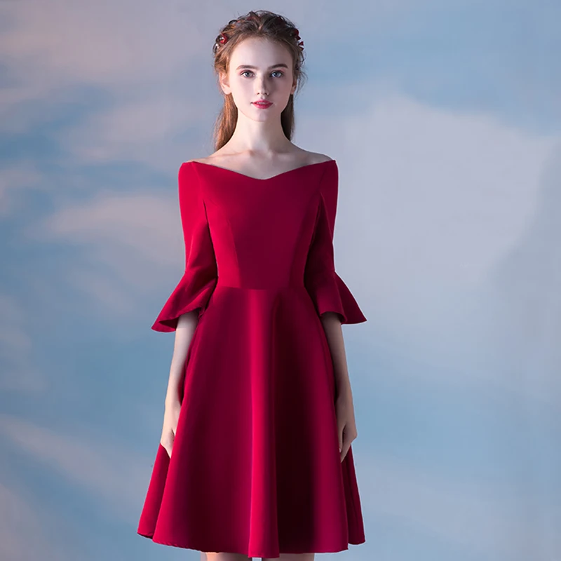 DongCMY Новинка года Короткие платье для выпускного вечера дизайн цвет красного вина цвет для женщин элегантные вечерние модны