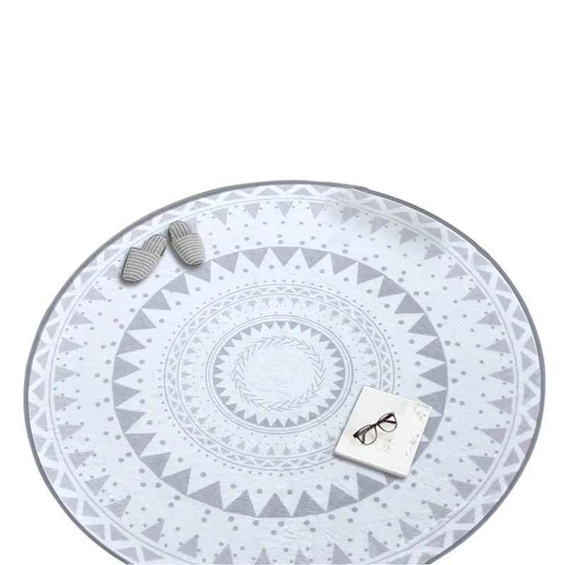 

Europe Style Round Carpet Non-slip Footcloth Polyester Door Rug Breathable Doormat Durable Floor Mat Living Room Hallway Decor