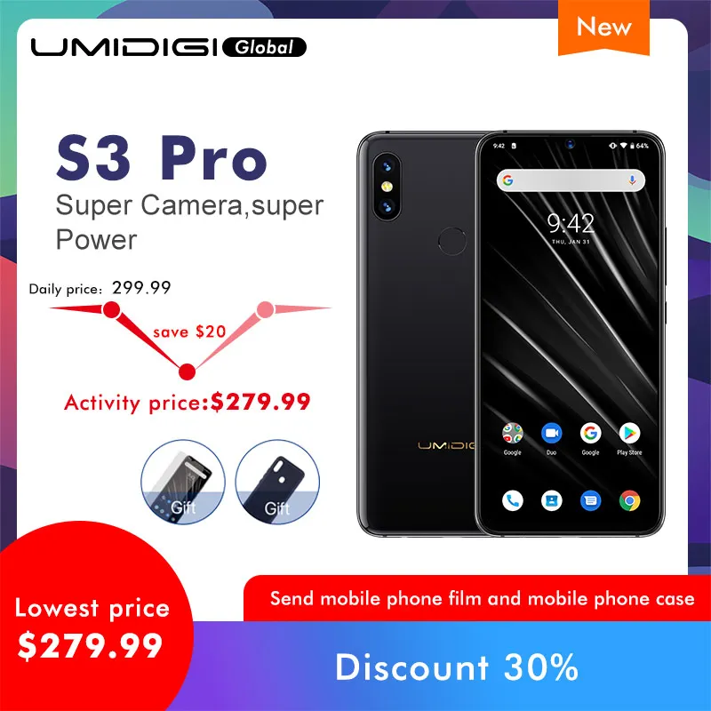 UMIDIGI S3 PRO ceramic 6 ГБ 128 ГБ Helio P70 Android 9,0 6," FHD+ 48 Мп+ 12 Мп задняя камера s 20 МП селфи камера 5150 мАч смартфон