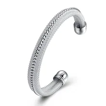 Silver 925 Bracelet Woman Opening Net Bracelet Fashion Round Shape Silver Adjustable Size Simple Style Lover Gift Luxury Jewelry Silver 925 Bracelet Woman Opening Net Bracelet Fashion Round Shape Silver Adjustable Size Simple Style Lover Gift Luxury Jewelry
