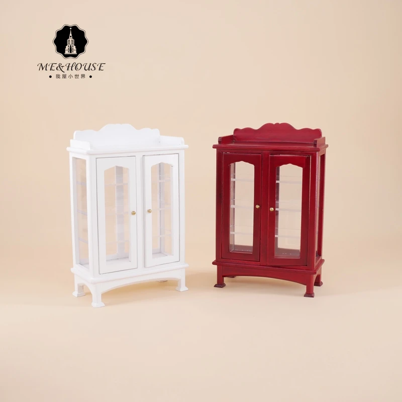 

1/12 Dollhouse Furniture Display Miniature Modern Burlywood/white Wooden Cabinet 1:12 Miniatura