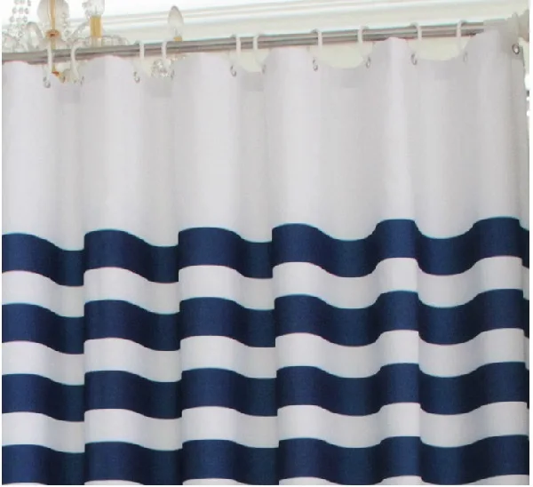 DUNXDECO занавеска для душа Ванная комната Водонепроницаемый Cortinas популярный летний стиль темно-синяя полоса печать полиэстер ткань Rideau Декор