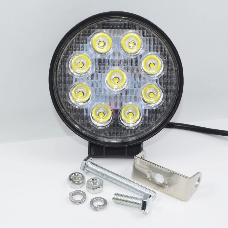 

car-styling 27W 12V 24V LED Work Light Spot/Flood Round LED Offroad Light Lamp Worklight for Off road Motorcycle Car Truck