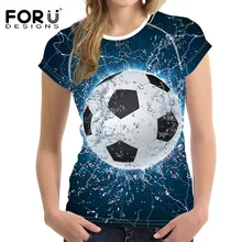 Forudesigns Бег спортивная рубашка Для женщин быстросохнущая Фитнес 3D Футбол печати короткий рукав Кофты Бег спортивная одежда