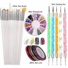 Bittb пилочки для ногтей набор инструментов для искусства 30 шт Стразы для ногтей рулонная ручка для ногтей маникюрный набор косметических кисточек 3D блестящие кристаллы для ногтей украшение