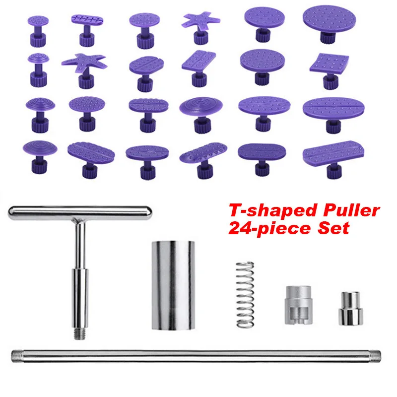 

Car Paintless Dent Repair T Bar Slide Hammer Paintless Dent Repair Tool Puller Hammer Glue & 24PCS Pads For Dent Removal