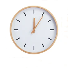 Modern Creaty 12 inch Round Beech Wood Soundless Wall Clock Living Room Furniture Decore Clock