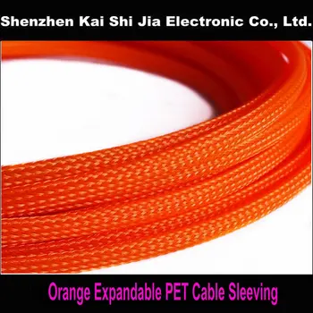 

Free Shipping 100M X12mm Expandable Braided High density PET Protective Cable Sleeving - Orange
