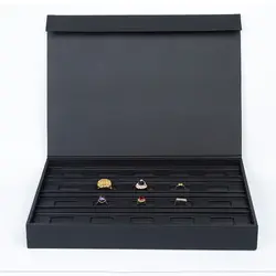 Из искусственной кожи Jewellery Дисплей Коробка для хранения лоток кольцо Витрина Организатор держатель 34x25x4,5 см