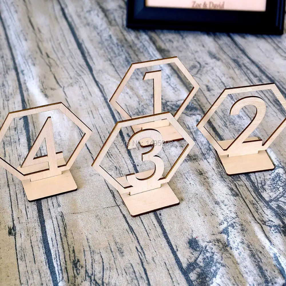 Wedding Hexagon table number, wooden table numbers, rustic wedding numbers,