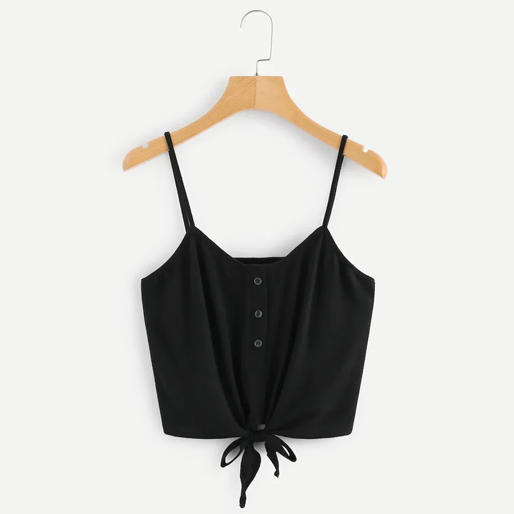 

Summer 2019 Women Crop Tops Streetwear Front Tie Cami Womens Clothing Party Tops For Women Sexy Festival Tank Top Woman Clothes