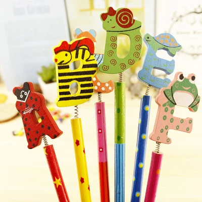 60 шт./лот, деревянный карандаш для детей, мультяшный креативный кукольный весенний карандаш, рождественский подарок, офисные принадлежности для школьников - Цвет: 60letter