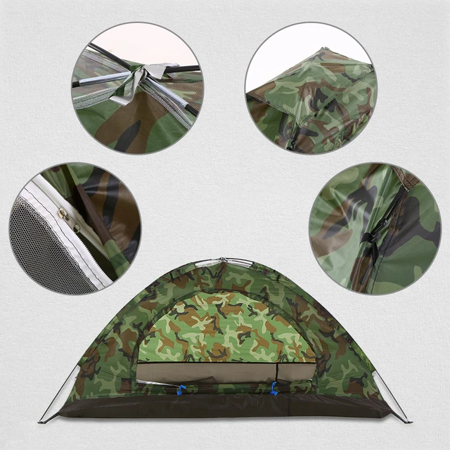 Camping Tent for 2 Person Single Layer Outdoor Portable Camouflage Handbag for Hiking,Travelling Lightweight Backpacking 3