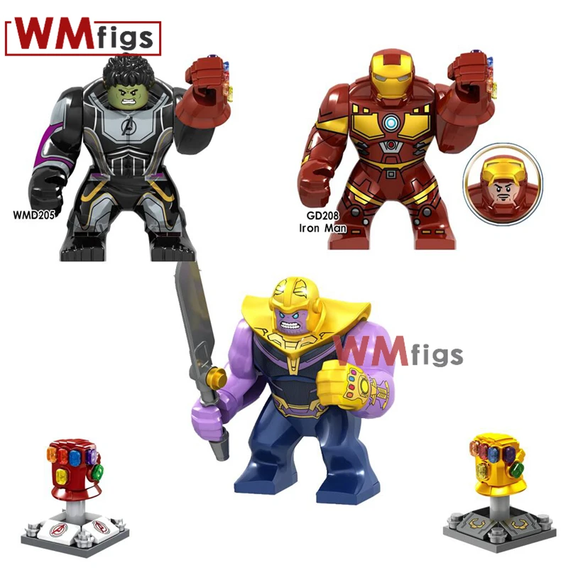 

Marvel Big Size Hulk Thanos Iron Man with Infinity Gauntlet Stones Avengers Super Heroes Endgam Building Blcos Toys Gift