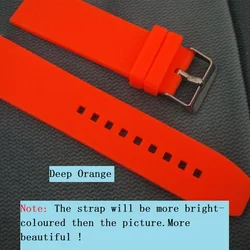 Bright - Colored Solid Silicone Watch Strap with Buckle - Multi - Color Army Military Style - 18mm (Orange)