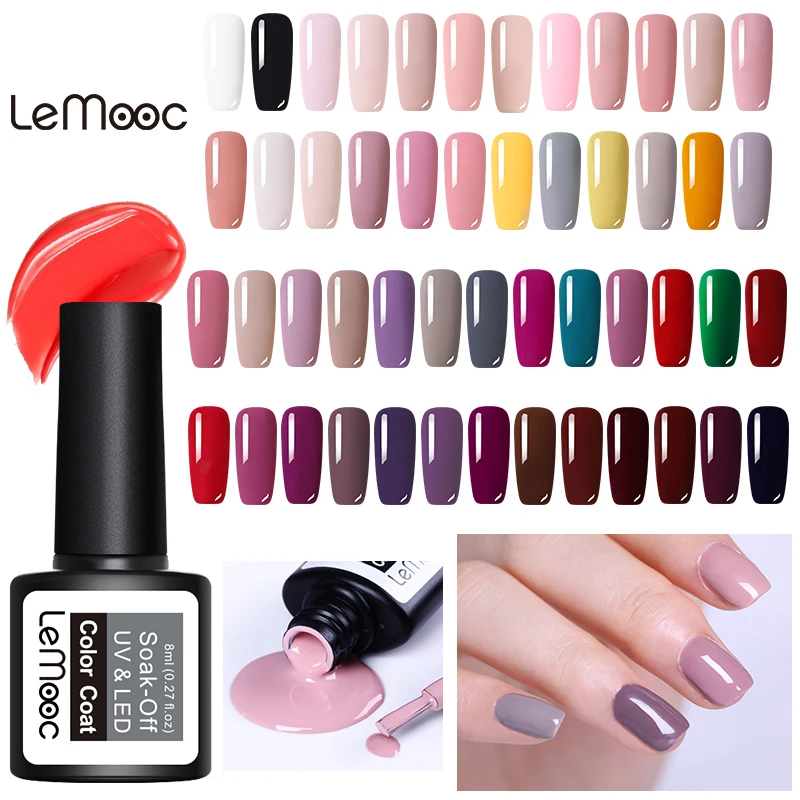 

LEMOOC Gel Nail Polish 8ML Semi Permanant UV Hybrid Need Lamp For Nails Art Nail Gel Varnishes 186 Pink Colors