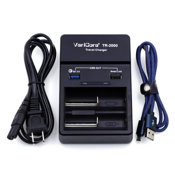 

VariCore 18650 battery charger TR-2000 and QC3.0 for 18650 26650 AA AAA batteries and USB 5V mobile devices Micro USB Cable set.
