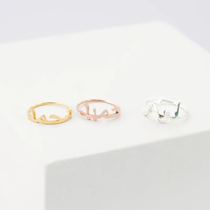 

Custom Personalized Arabic Name Ring Stainless Steel Adjustable Rings For Women Men Wedding Birthday Jewelry Gift Bague Femme