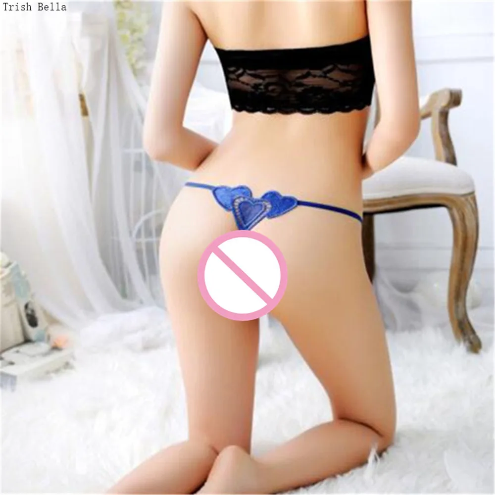 

Trish Bella 2018 Lace transparent Hollow heart-shaped Wing Comfortable sexy lingerie panties women string calcinha tanga thong
