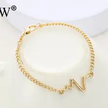 Новая мода Простой Личность Bileklik сердце рисунок молния браслеты пара сердцебиение частота браслет Pulseras Mujer