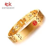 Oktrendy Health Care магнитный браслет из нержавеющей стали с бесплатной гравировкой 12 мм идентификатор медицинской опасности для мужчин