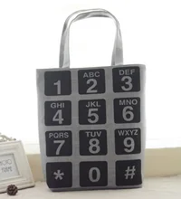 Numéros Clavier Imprimé Casual Fourre-Tout Femmes Toile sac À Main Daily Épaule Simple Shopping Pliable Sacs Femme Sac De Plage en Toile