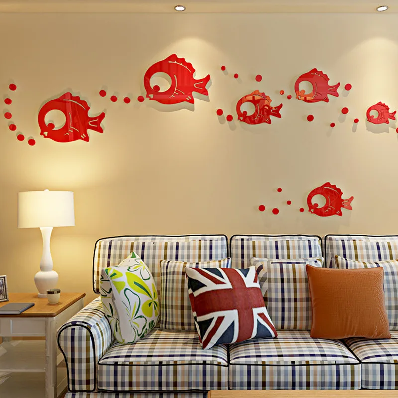 

Bubble fish crystal acrylic stereo wall stickers cartoon children's room mirror wall waterproof bathroom wall creative stickers