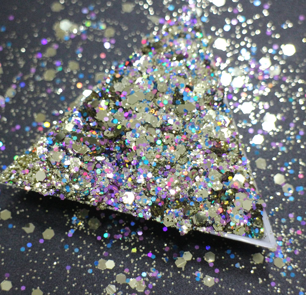 30g~500g, Mix Sizes Hexagons Shapes Sequins, Luxury Gold Colors Shining Slices 3D nail art glitters paillettes