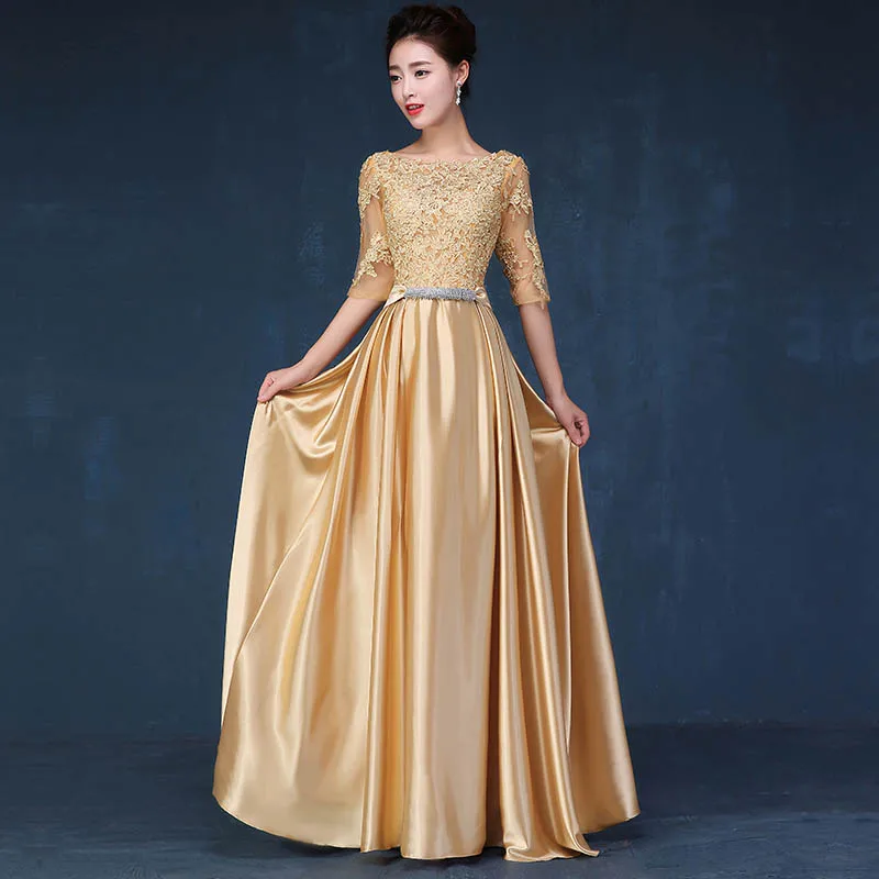 formal evening dresses Aswomoye Half Sleeve Evening Dress 2018 Appliques A-Line Prom Dresses Party Dress of the day Floor Length robe de soiree evening wear dresses Evening Dresses