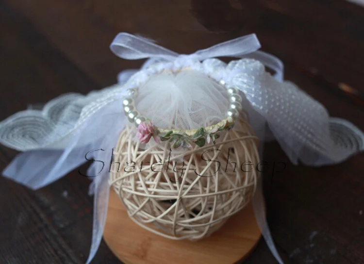 infant photography white lace headwear