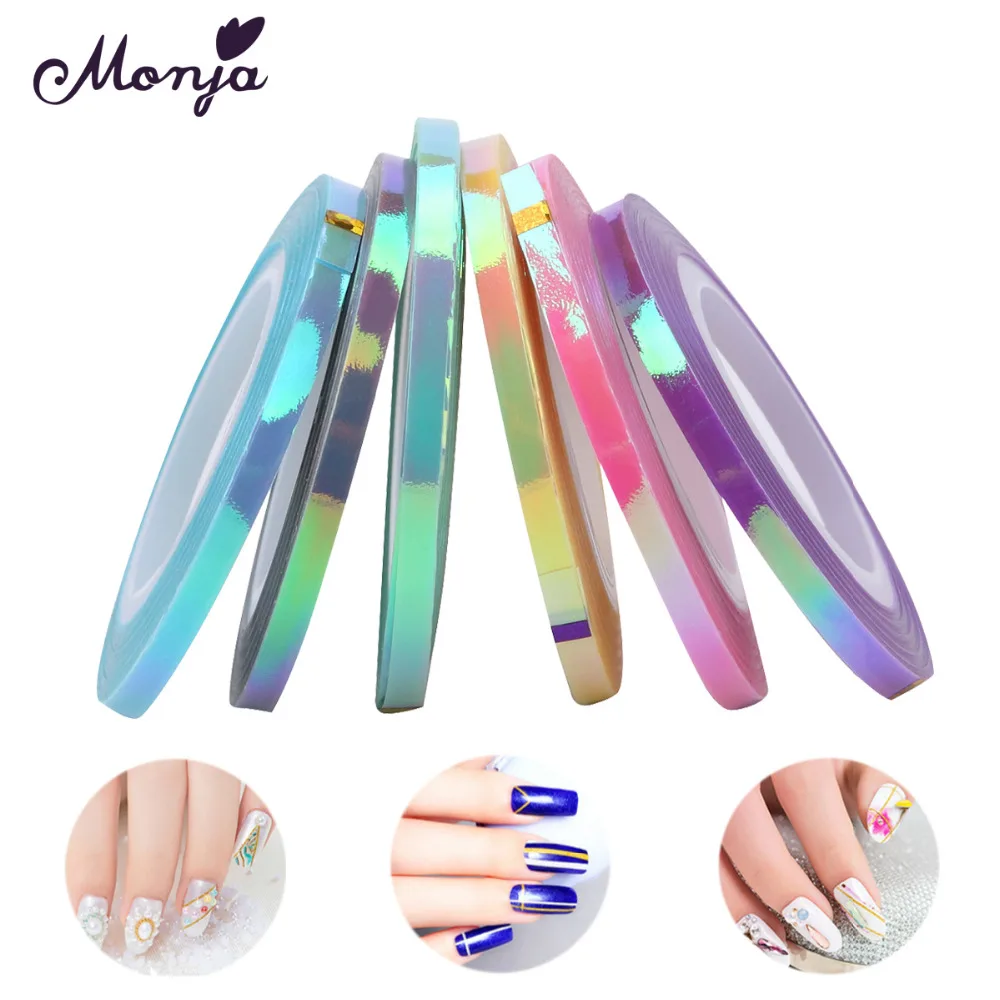 

Monja 3/6 Rolls 1mm 2mm 3mm Nail Striping Tape Line Mermaid Candy Color Adhesive Sticker Decals DIY Nail Art Decoration