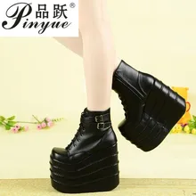 Черные и белые женские ботильоны на высоком каблуке в стиле панк-рок; повседневные туфли-лодочки; обувь на платформе и высоком каблуке; весенняя обувь на толстом каблуке в стиле панк-рок