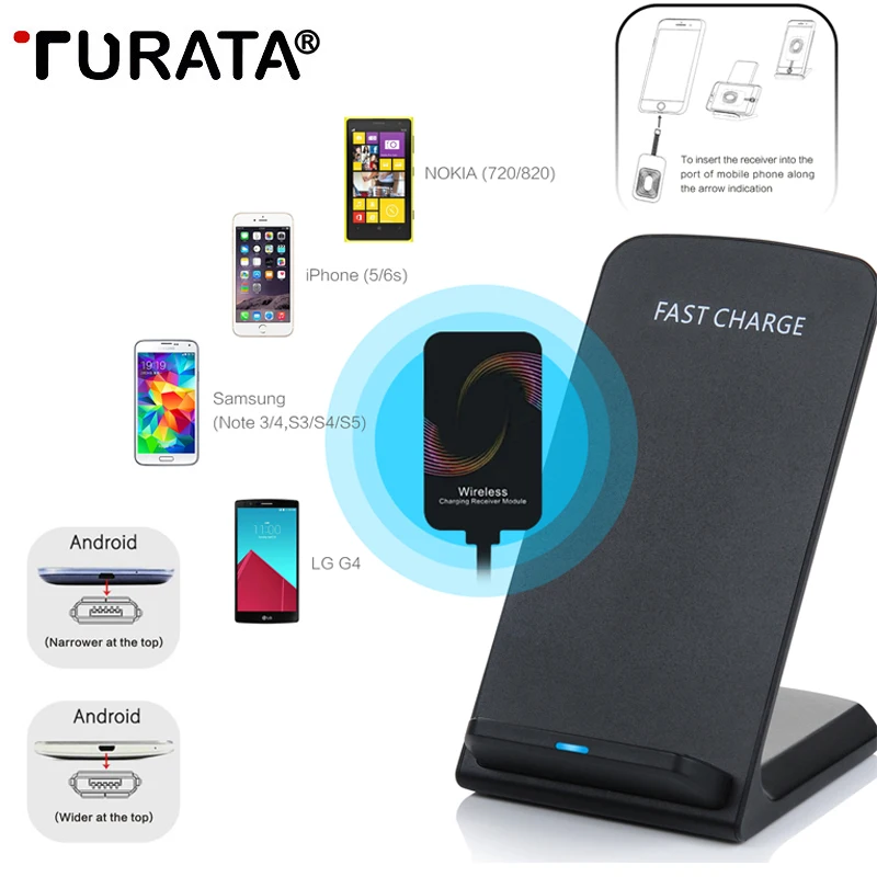 

TURATA Qi Wireless Charger Fast Charger For Xiaomi Samsung Note 8 S8 Plus S7 Edge Dock Station USB Power Adapter With Receiver