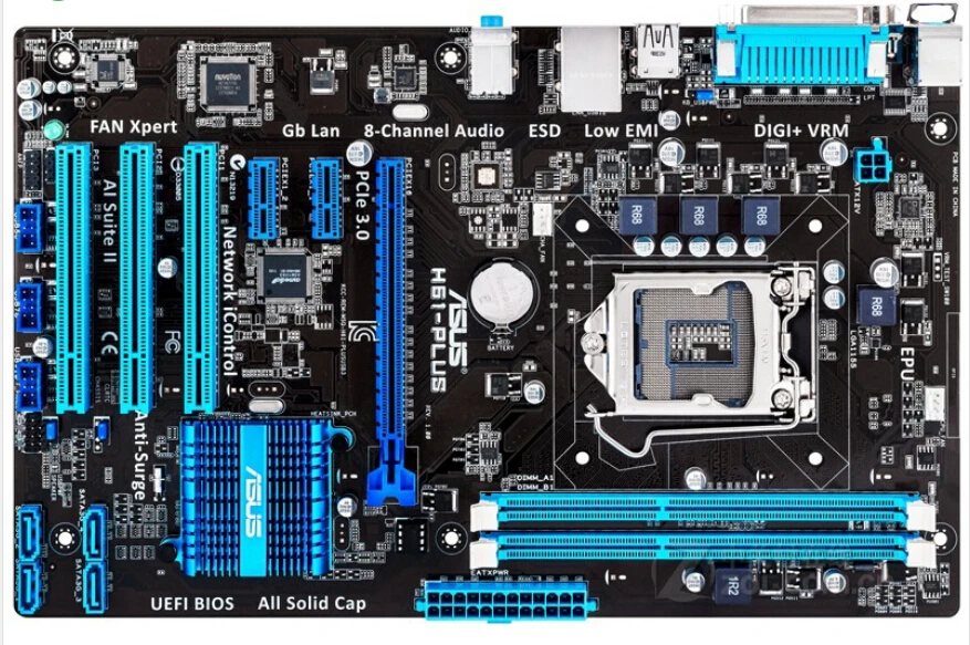 Оригинальный материнская плата h61-plus доски LGA 1155 DDR3 плата 16 ГБ H61 рабочего Материнская плата Бесплатная доставка