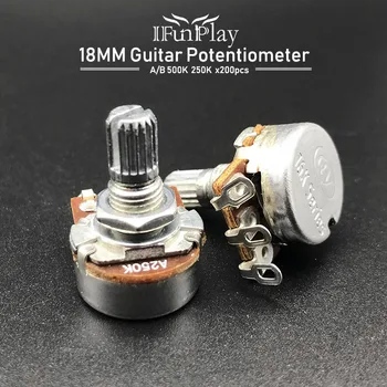 

200pcs 18mm Split Shaft Guitarra Pots Potentiometer Guitar Audio Tone Switch A500K/B500K/A250K/B250K